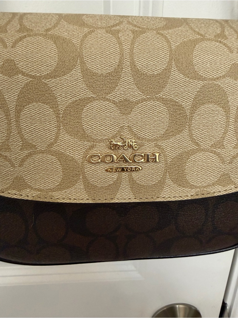 Coach Two-Tone Beige and Brown Signature Crossbody - Picture 3 of 5
